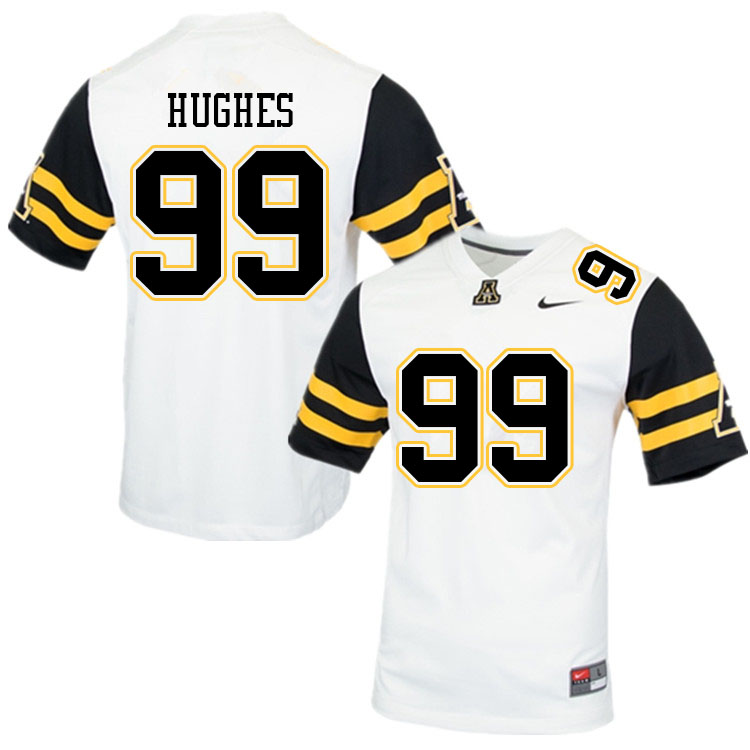 Men #99 Michael Hughes Appalachian State Mountaineers College Football Jerseys Sale-White